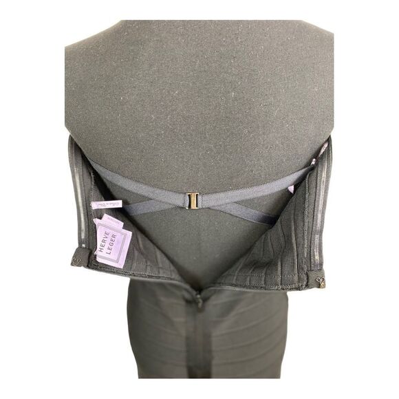 #150 HERVE LEGER Bandage Stretch Maxi Dress in Black and Gold - Picture 9 of 14